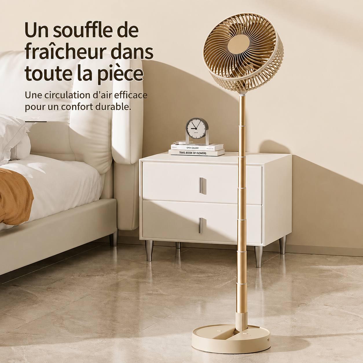 Ventilateur Pliable Sans Fil Silencieux | 4 Vitesses