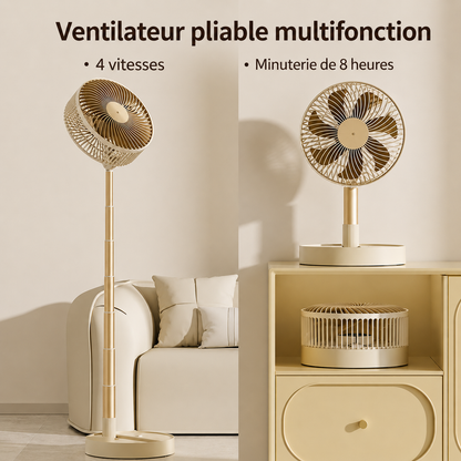 Ventilateur Pliable Sans Fil Silencieux | 4 Vitesses