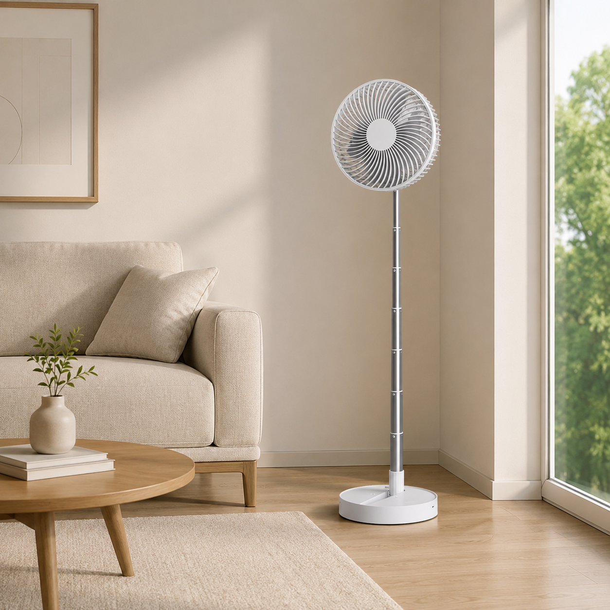 Ventilateur Pliable Sans Fil Silencieux | 4 Vitesses